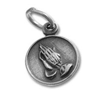Sterling Silver Small, Round Praying Hands Charm