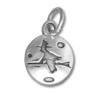 Sterling Silver Witch on a Disc Charm