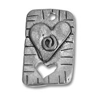 Silver Heart Spiral Rectangle Charm