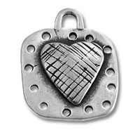 Silver Square with Heart Charm