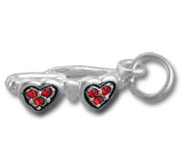 Heart Sunglasses with Red Cubic Zirconia