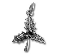 Sterling Silver Christmas Holly Charm