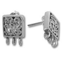 Silver 3 Square Chandelier Earring