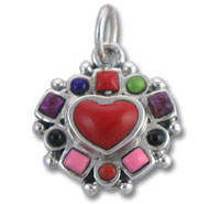 Multi-Color Stones Heart Charm