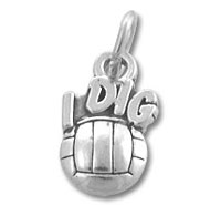 Sterling Silver I Dig Volleyball Charm