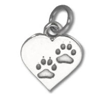 Animal Paw Print Heart Charm