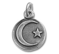 Silver Moon and Star in Disc Charm