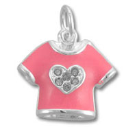 Pink Enamel Shirt with Heart Charm
