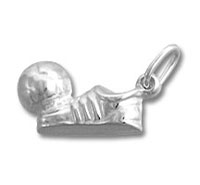 Silver Hollow Puffed Soccer Charm