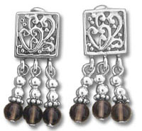 Silver Square Heart Earrings