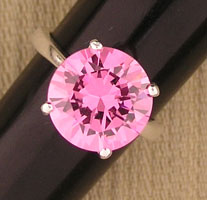 Silver Ring with Pink Cz