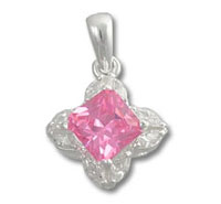 Clear and Pink CZ Pendant