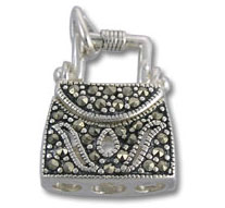 Sterling Silver 3D Marcasite Purse