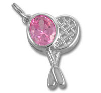 Sterling Silver Pink Cubic Zirconia Tennis Racket