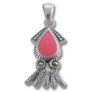 Silver Squid Enamel Charm