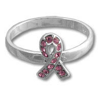 Awareness Ribbon Ring with Pink Cz