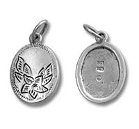 Sterling Silver Oval Flower Picture Frame Charm