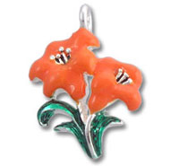 Sterling Silver Enamel Tulip Flower Charm