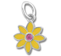 Sterling Silver Enamel Flower  Charm