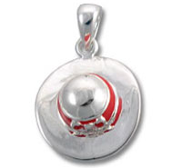 Sterling Silver Hat with Red Band