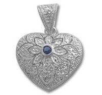 Sterling Pava Cz Heart Pendant