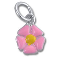 Sterling Silver Pink and Yellow Enamel Flower