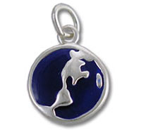 Sterling Silver Enamel 2 Sided Blue Globe Charm