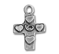 Silver Love in Cross Charm