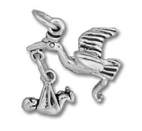 Stork with Baby Charm