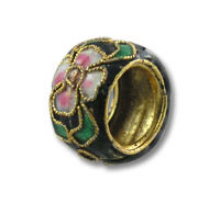 Black Cloisonne Flower Spacer Bead