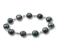 Grey Oval Freshwater Pearl Stretch Bracelet