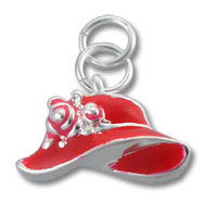 Sterling Silver, Red Enamel Hat