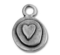 Sterling Silver Round Heart Charm