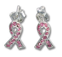 CZ Awareness Ribbon Earrings