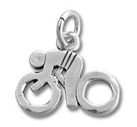 Sterling Silver Flat Biker Charm
