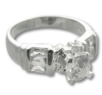 Silver CZ Wedding Style Ring