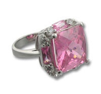 Silver Pink CZ Ring
