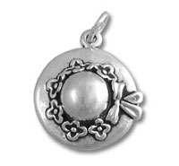 Sterling Silver Hat with Flowers and Bow Charm