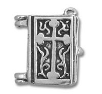 Sterling Silver Openable Bible with Virgin Mary Inside Charm