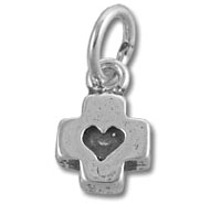 Tiny Heart Inside Cross Charm