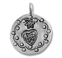Silver Round Star and Heart Charm