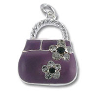 Purple Purse with Cubic Zirconia Flowers