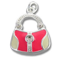 Pink and White Pattern Enamel Purse