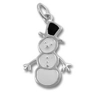 Black and White Enamel Snowman Charm