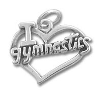 I Love Gymnastics Heart Charm
