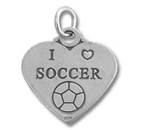 Sterling Silver I Love Soccer Heart Charm