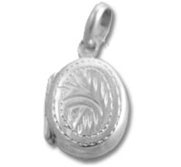 Silver Oval Locket with Designs