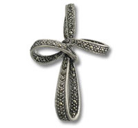Marcasite Weave Cross Pendant