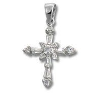 Silver CZ Cross Pendant