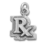 Silver "Rx" Pharmacy Symbol Charm